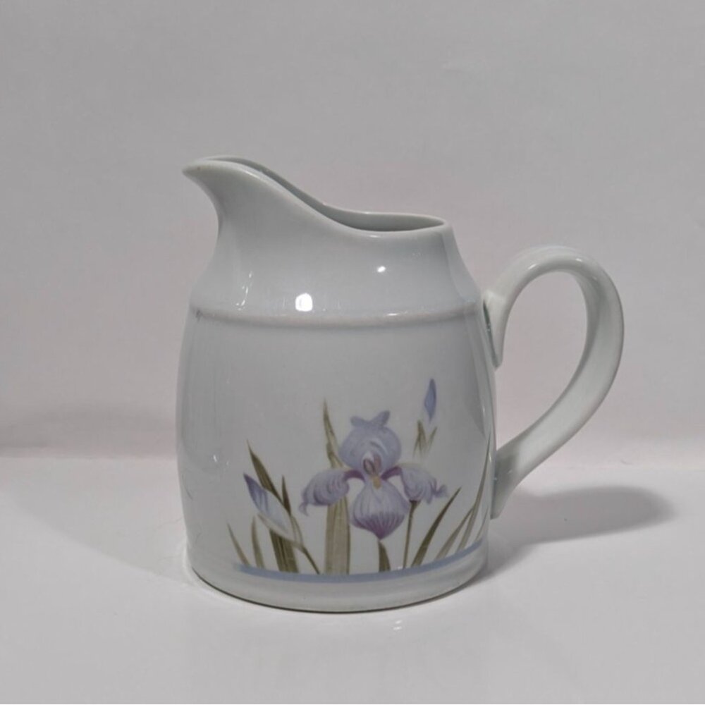 Royal Doulton Lambethware Blue Iris Creamer Pitcher England Stoneware Floral
